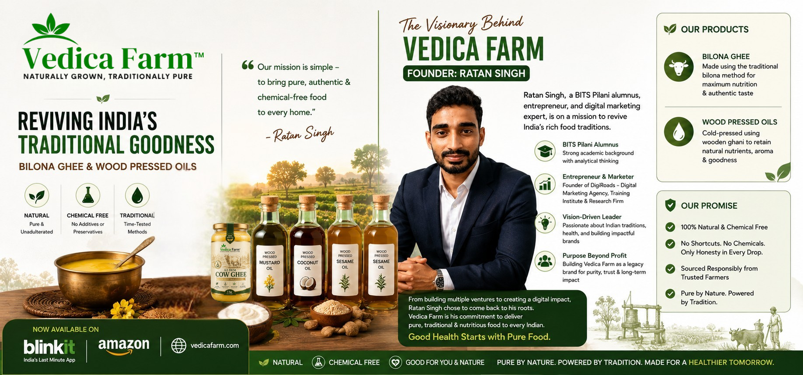 BITS Pilani Founder Rebrands Vedic Farm to Vedica Farm, Reviving Traditional Bilona Ghee & Wood Pressed Oils for Modern India