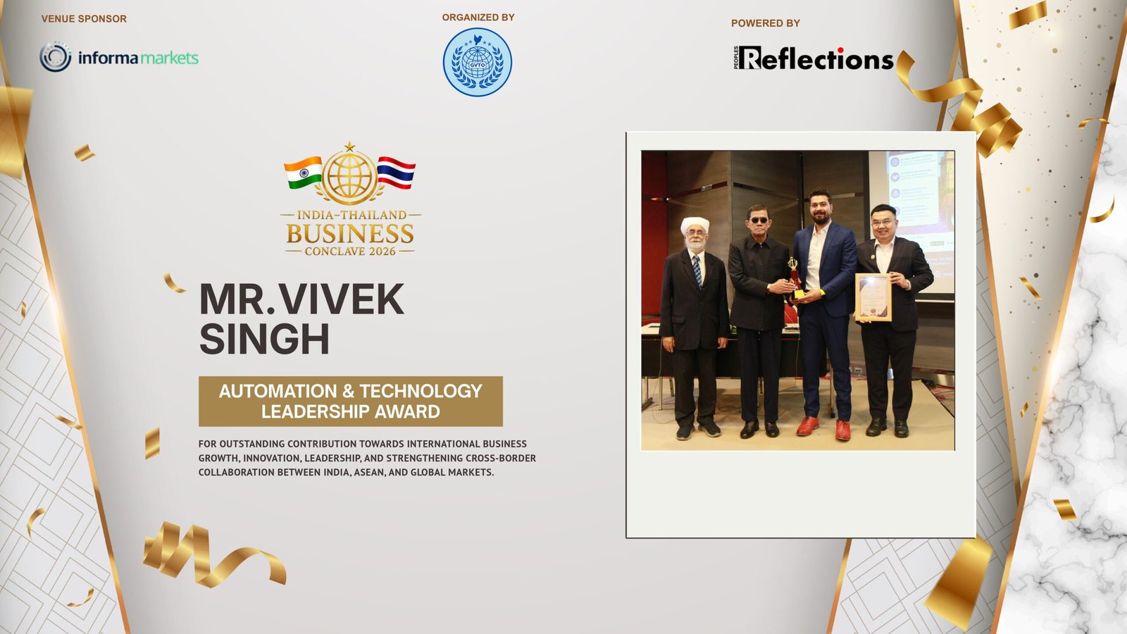 Denovotech Receives “Automation & Technology Leadership Award” at India–Thailand Business Conclave 2026